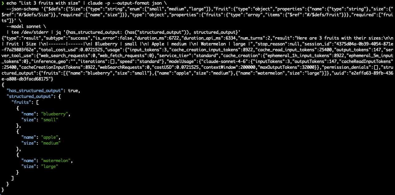 Test 3: enum via $ref returns structured_output with blueberry/small, apple/medium, watermelon/large